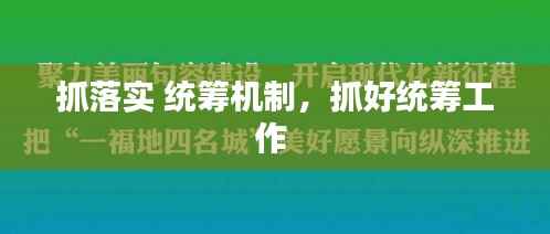 抓落实 统筹机制，抓好统筹工作 